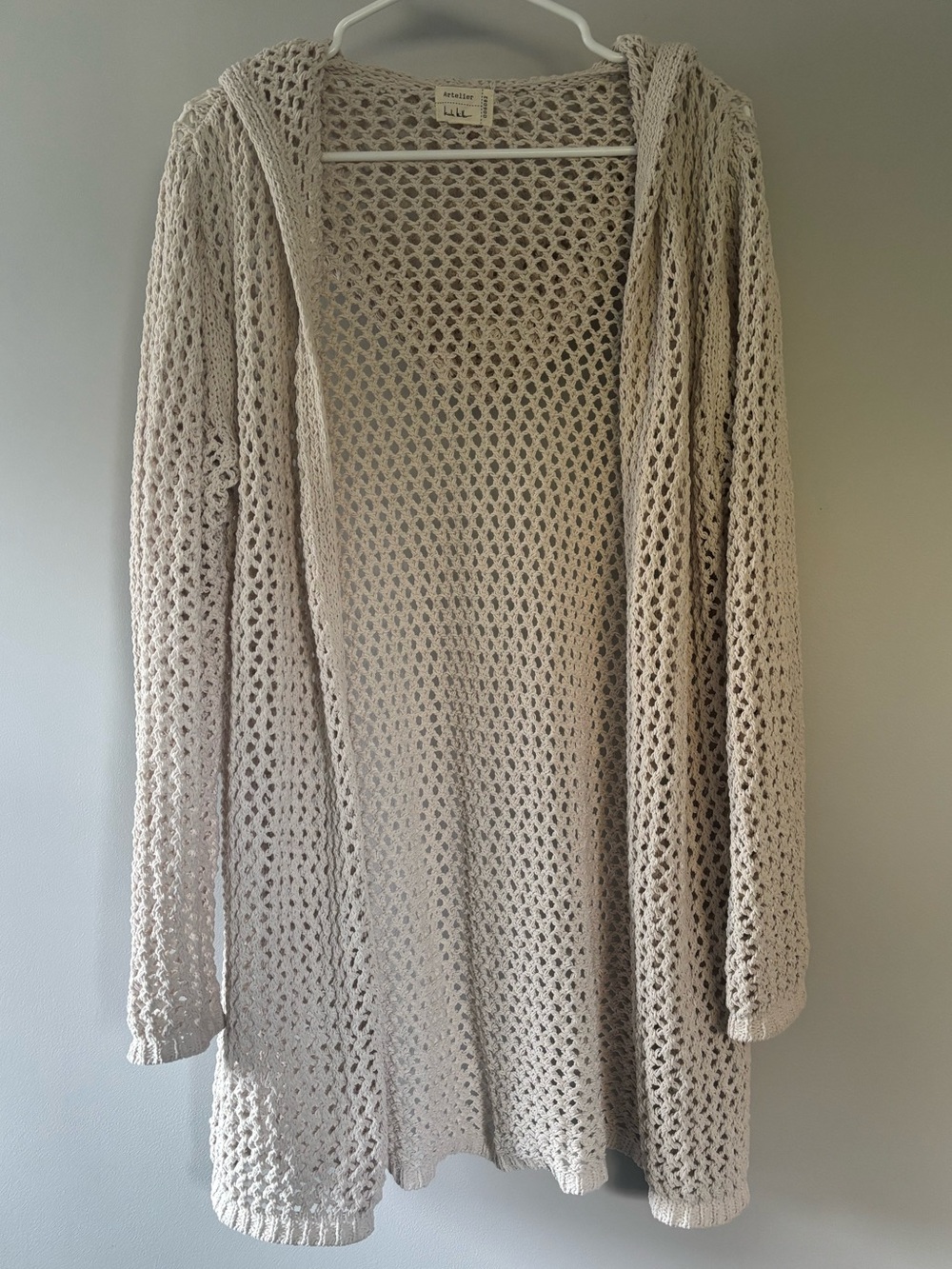 Nicole Miller Open-Knit Hooded Cardigan